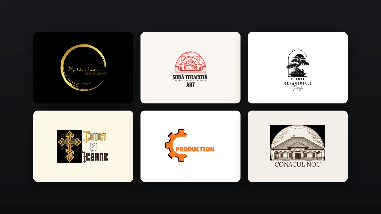 Șase logo-uri desenate pentru afaceri locale