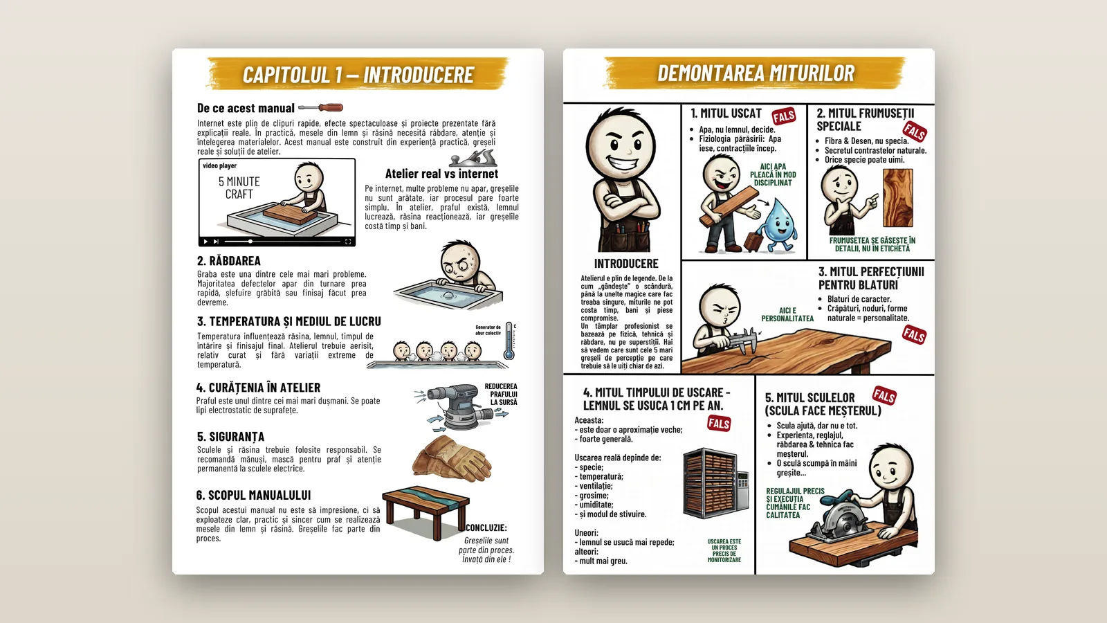 Pagini din manual: introducerea și miturile despre lemn