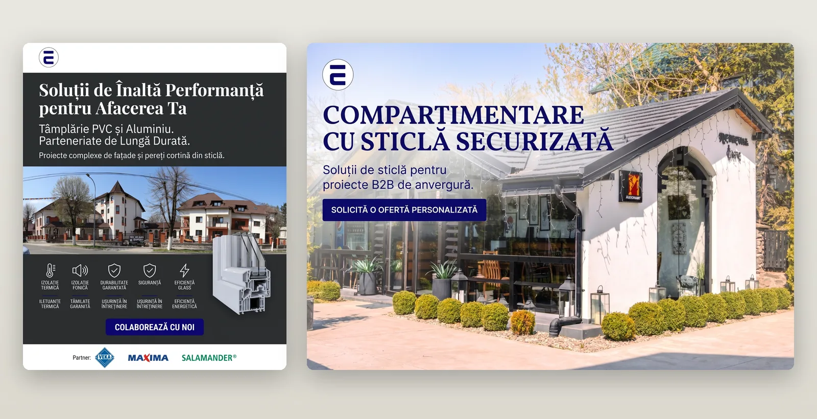 Două reclame pentru Expert Glass