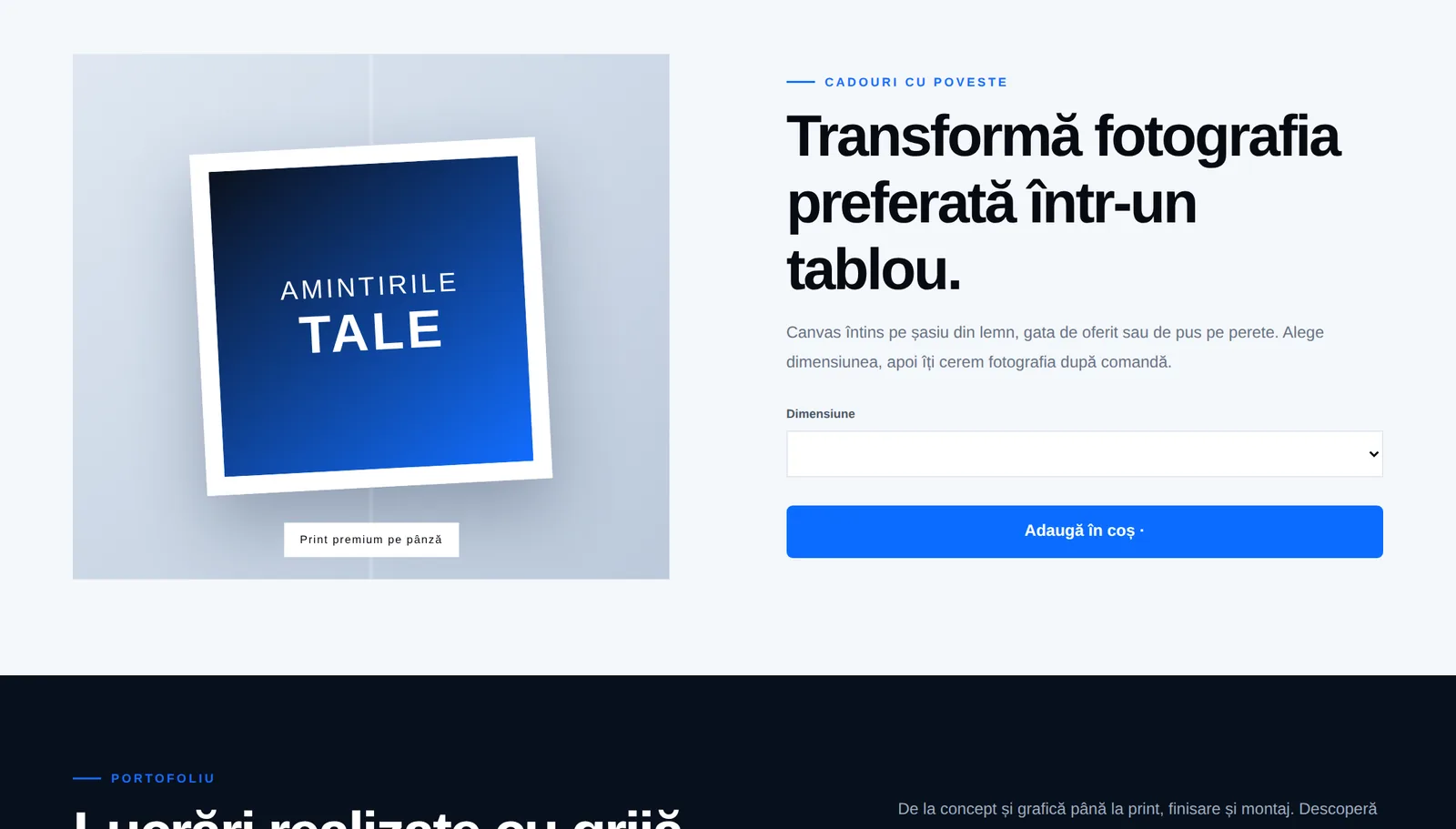 Configuratorul de tablouri canvas