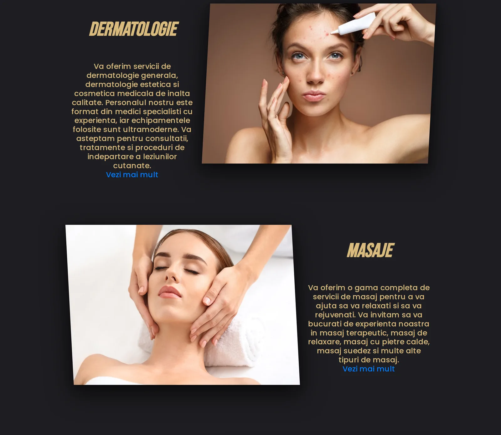 Secțiunile de dermatologie și masaj